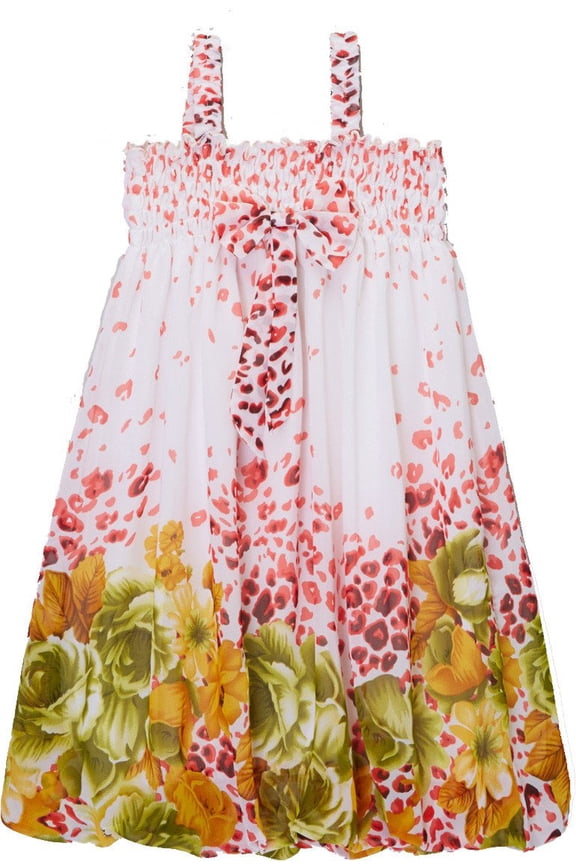 Girl's Lime Green Floral Baby Doll Dress - M(3T-4T)