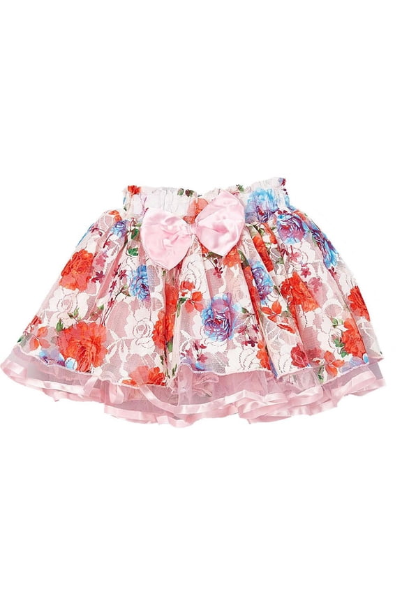 Girl's Pink Floral Lace Tutu - L(5T-6T)