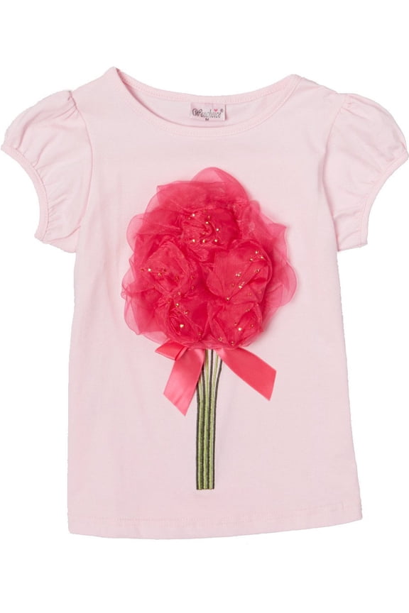 Girl's Pink & Red Bouquet Tee - S(1T-2T)