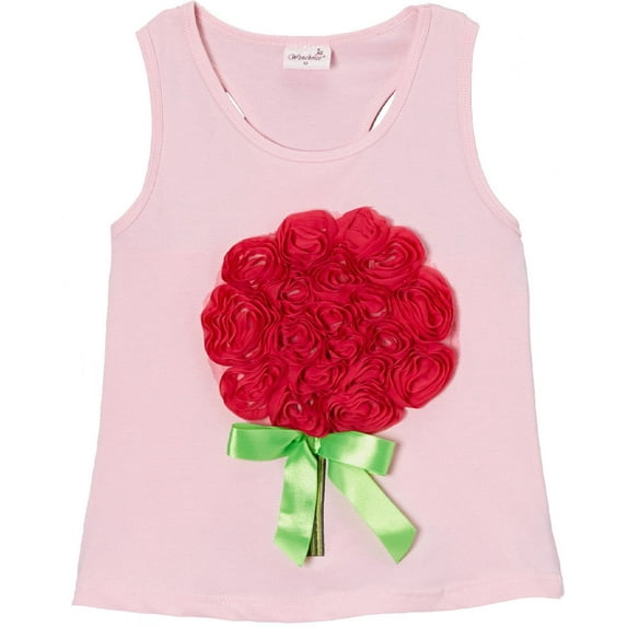 Wenchoice Girl's Pink Rose Bouquet Tank - M(3T-4T)