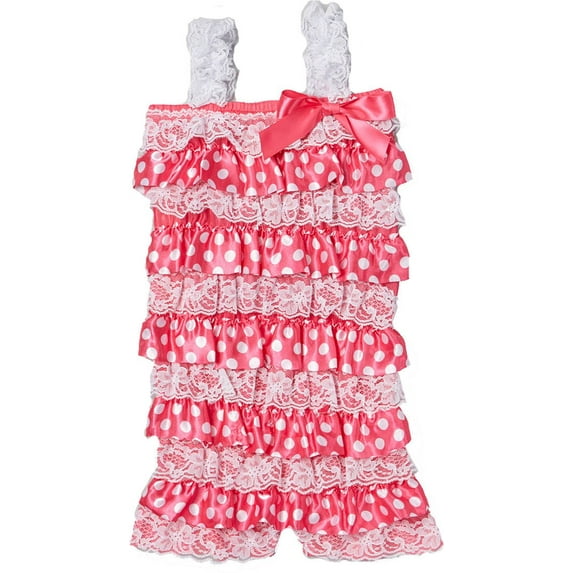 Wenchoice Girl's Pink & White Satin Romper - L(24M-36M)