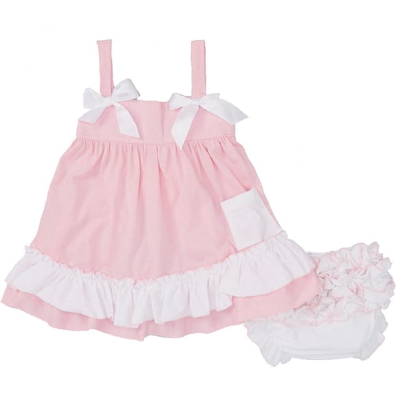 Wenchoice Girl's Pink & White Swing Top Set - L(24M-36M)