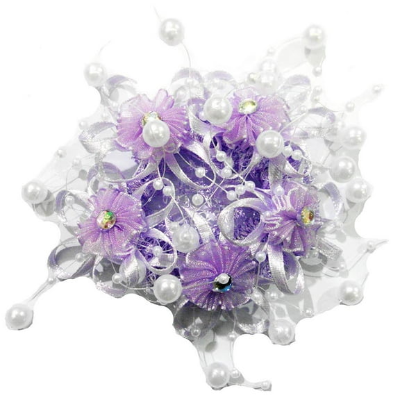 Wenchoice Girl's Purple Pearl & Rhinestone Bun Cover One Size