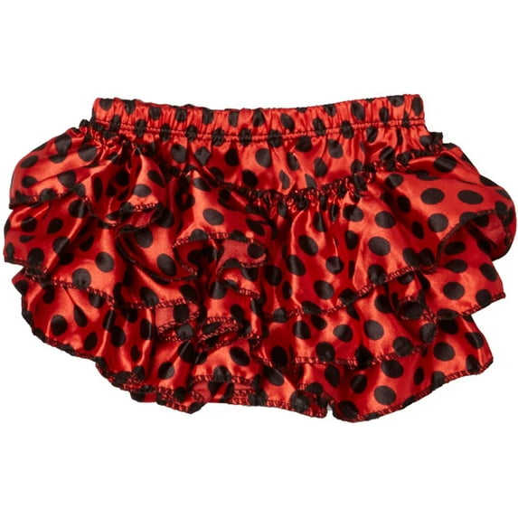 Wenchoice Girl's Red Polka Dot Satin Ruffle Diaper Cover - M(9M-16M)