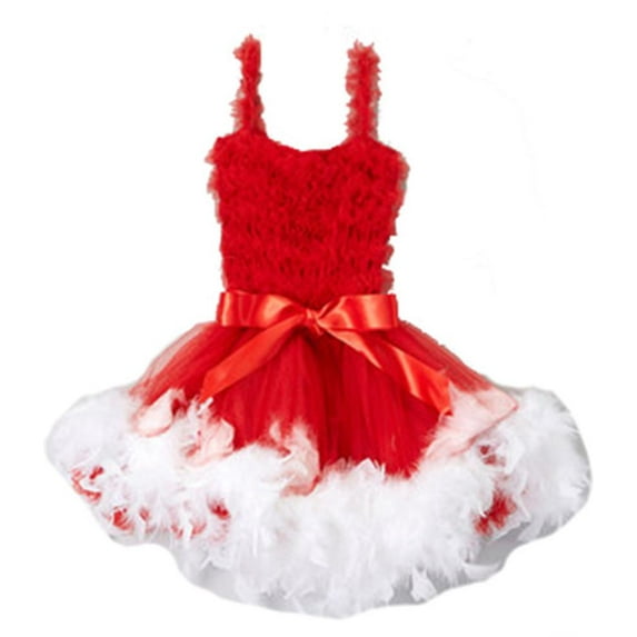 Wenchoice Girl's Red Ruffle Feather Dress L(5T-6T)