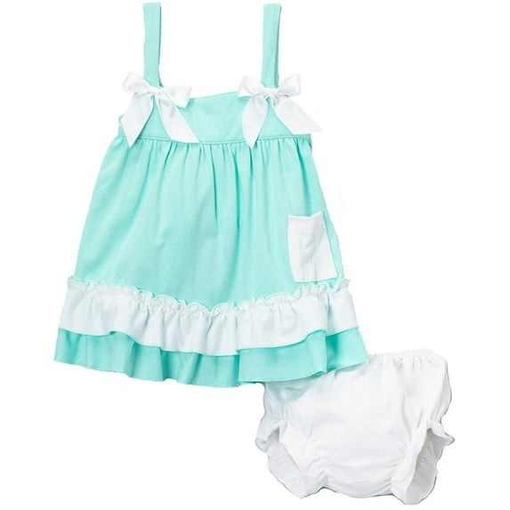 Wenchoice Girl's Turquoise Ruffle Swing Top & Bloomers - L(24M-36M)