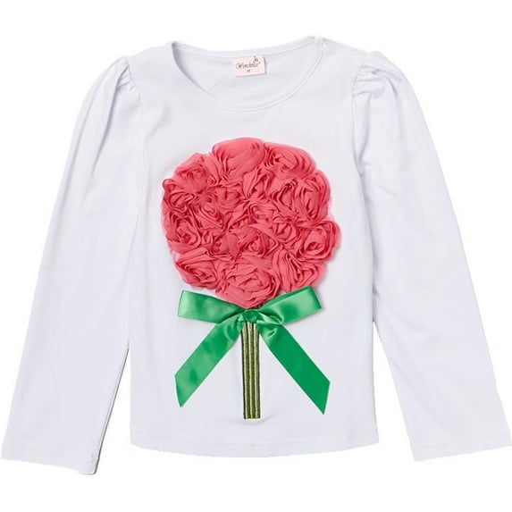 Wenchoice Girl's White Big Rose Tee - M(3T-4T)