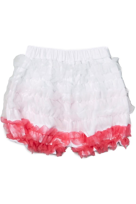Girl's White & Pink Ruffle Bloomers - L(5T-6T)