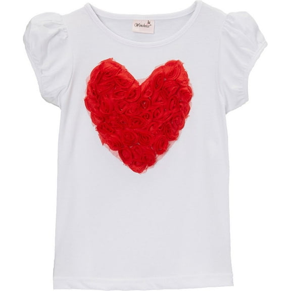 Wenchoice Girl's White Rose Heart Tee - S(1T-2T)
