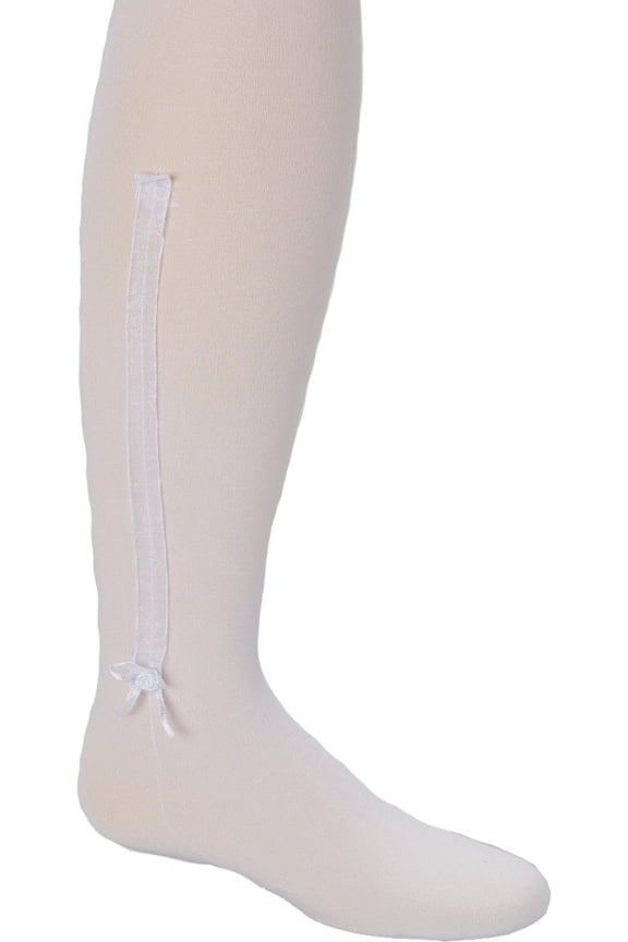 Girl's White Ruffle Bow Tights - S(1Y-3Y)