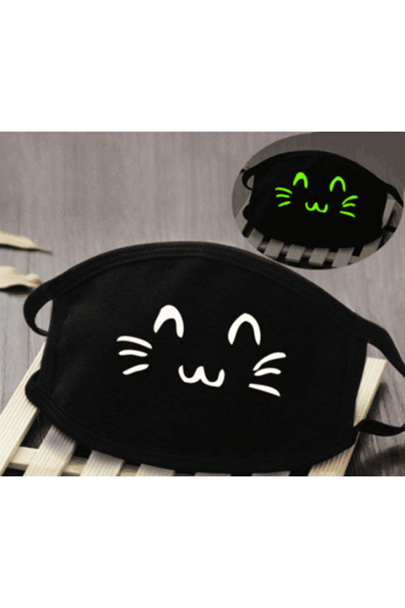 Glow In Dark Cat Washable Cotton Mask One Size