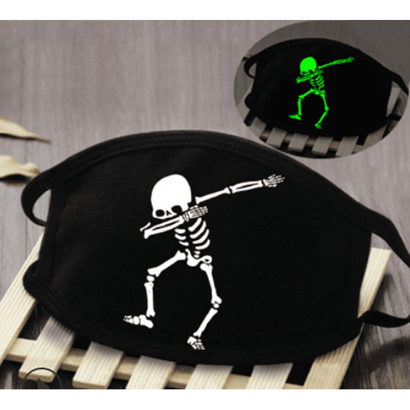 Wenchoice Glow In Dark Skeleton B Washable Cotton Mask One Size