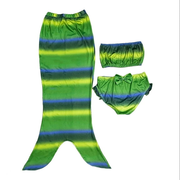 Wenchoice Green Blue Mermaid Tail 3 Pieces Swimming Suit L(5-6Y)