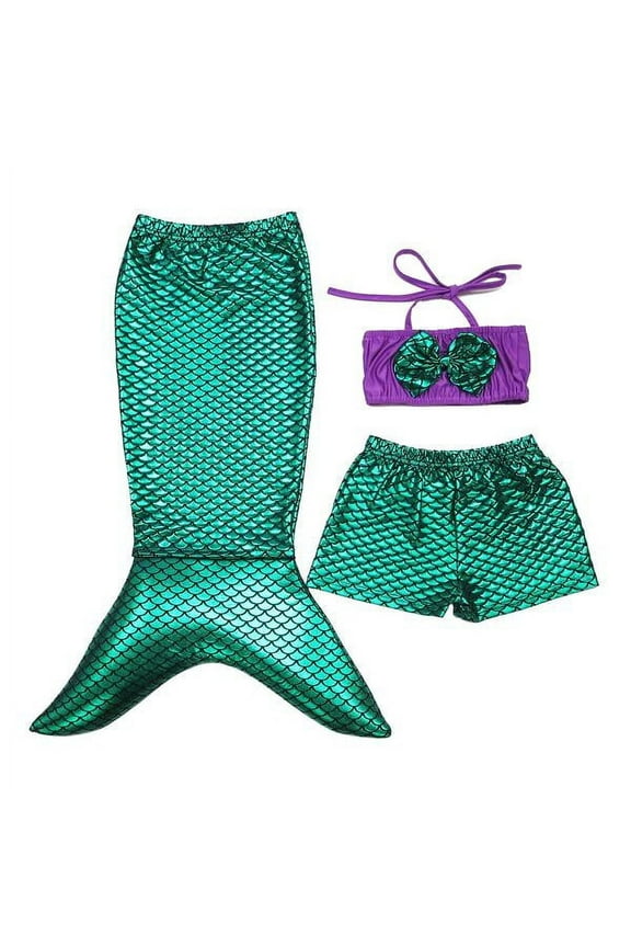 Green & Pink Mermaid Tail Swim Set - Toddler & Girls S(1-2Y)