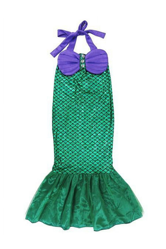 Green Purple Mermaid Skirt Tail Dress Girls M(2-4 Years)