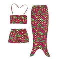 thumbnail image 1 of Wenchoice Green Red Scales Mermaid Tail 3 Pieces Swimming Suit XXL(9-10Y), 1 of 1