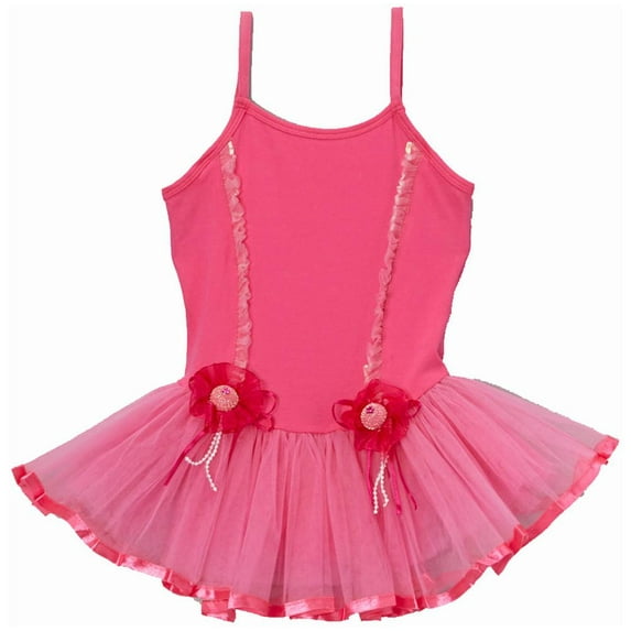 Wenchoice Hot Pink Flower Ribbon Skirted Leotard Girl's XL(7T-8T)