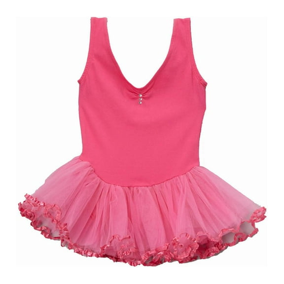 Wenchoice Hot Pink Rhinestone Skirted Leotard Girl's XL(7T-8T)