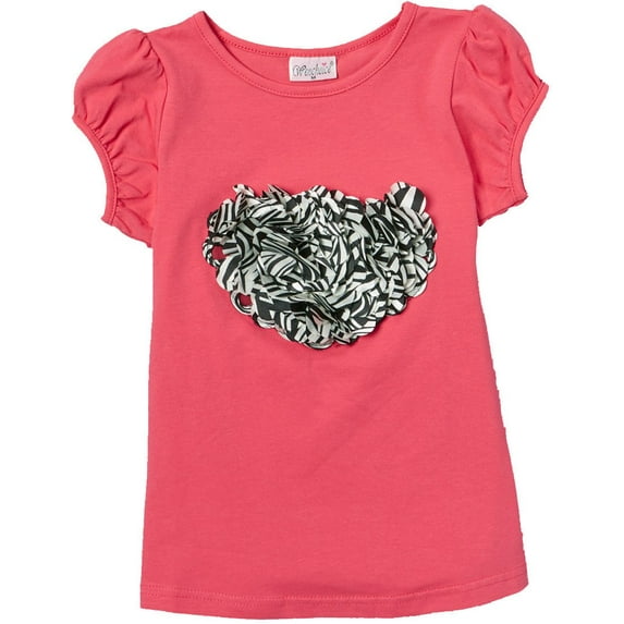 Wenchoice Hot Pink Zebra Heart Tee Girl's L(5T-6T)