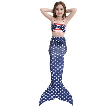 Wenchoice July 4Th Mermaid Tail 3 Pieces Swimming Suit S(1-2Y)