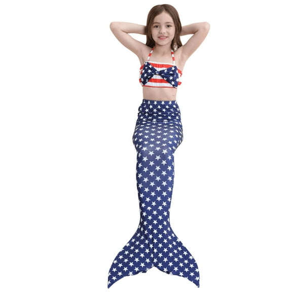 Wenchoice July 4Th Mermaid Tail 3 Pieces Swimming Suit S(1-2Y)