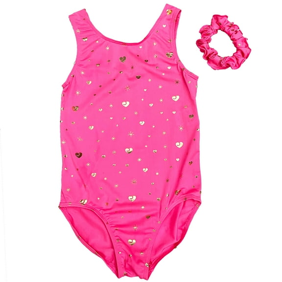 Wenchoice Kids Hot Pink Heart Star Leotard M(3-4Y)