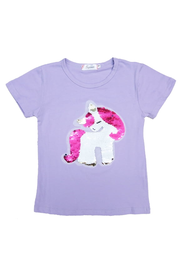 Lavender Flip Sequins Unicorn T Shirt Girl'S Xxl(9Y-10Y)