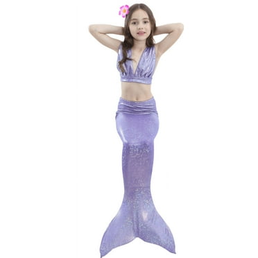 Wenchoice Lavender Shinny Mermaid Tail 3 Pieces Swimming Suit M(3-4Y)