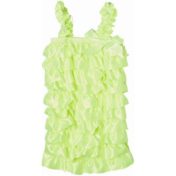 Wenchoice Neon Green Satin Ruffle Romper Girl's M(12M-24M)