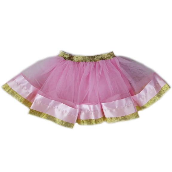 Wenchoice Pink & Gold Wide Ribbon Tutu Girls XL(7Y-8Y)