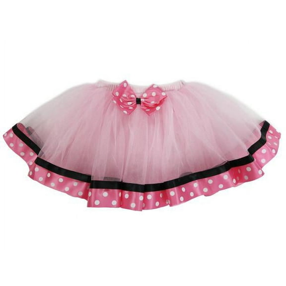 Wenchoice Pink Polka Dot Ribbon Minnie Tutu Skirt Girls M(2-4 Years)