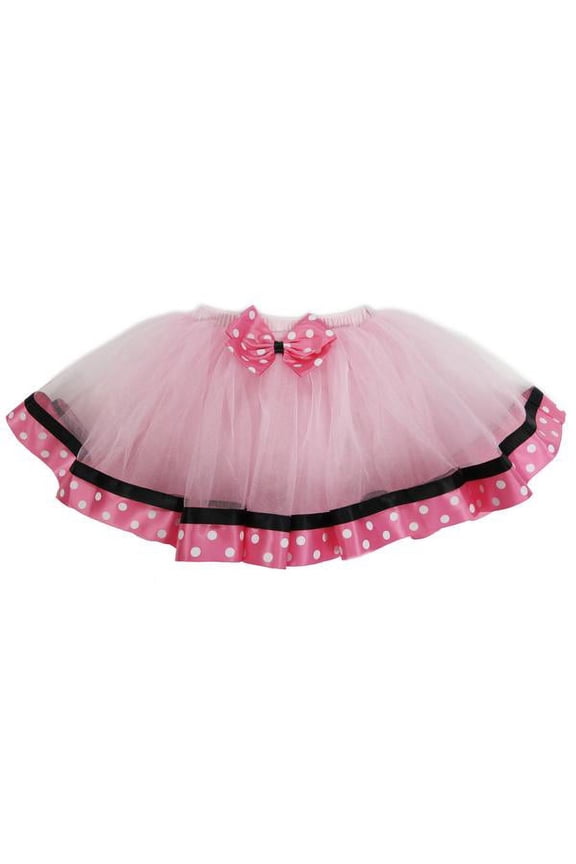 Pink Polka Dot Ribbon Minnie Tutu Skirt Girls M(2-4 Years)
