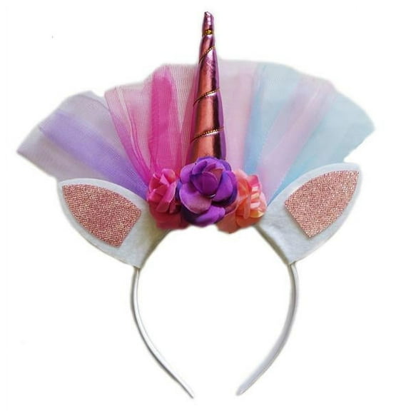Wenchoice Pink Rainbow Unicorn Flower Head Band One Size