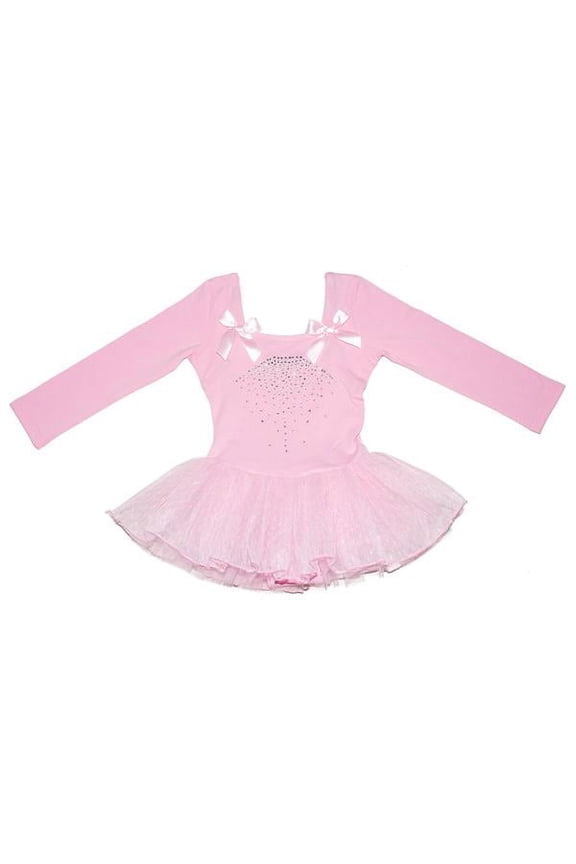 Pink Rhinestone Bow-Front Skirted Leotard - Toddler & Girls S(1-2Y)