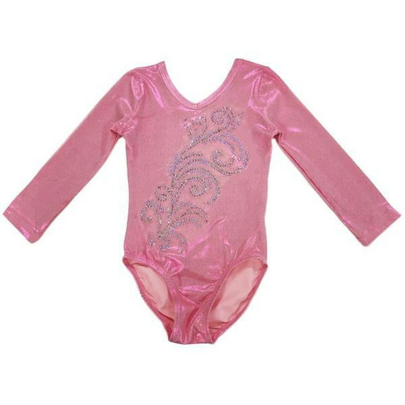 Wenchoice Pink Rhinestone Long-Sleeve Leotard - Toddler & Girls S(1-2Y)