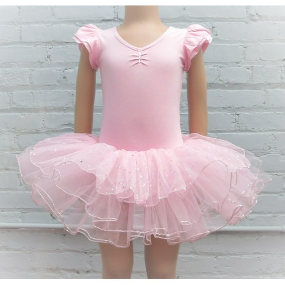 Wenchoice Pink Rhinestone Silver Trim Ballet Dress Girl'S L(5Y-6Y)