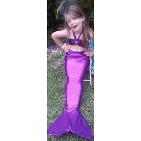 Wenchoice Purple Shinny Mermaid Tail 3 Pieces Swimming SuitX S(1-2Y)