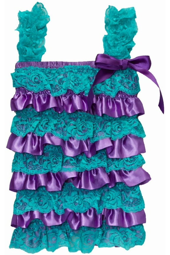 Purple & Turquoise Ruffle Lace Romper Girl's M(12M-24M)
