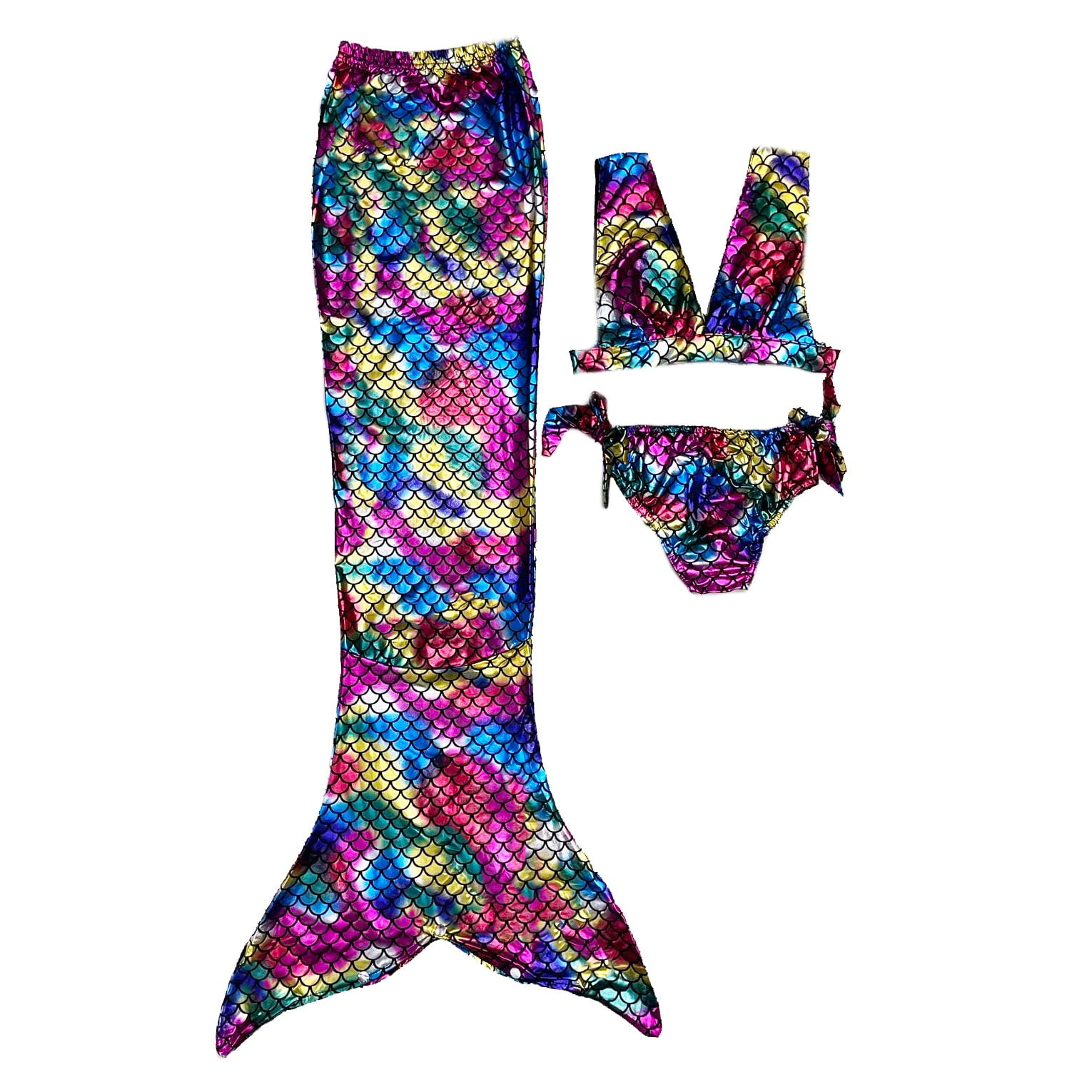 Wenchoice Rainbow Scales Mermaid Tail 3 Pieces Swimming Suit L(5-6Y) -  Walmart.com