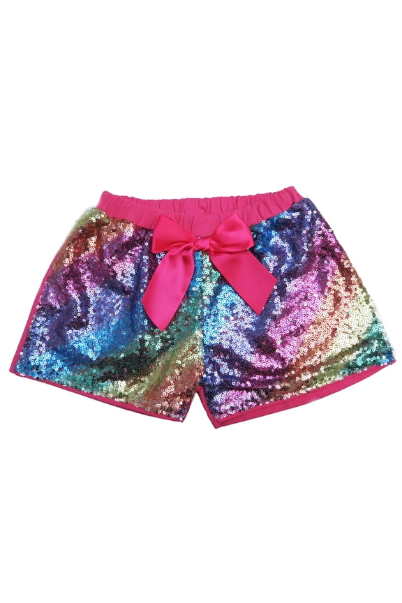 Rainbow Sequins Bow Shorts Girl'S S(1Y-2Y)