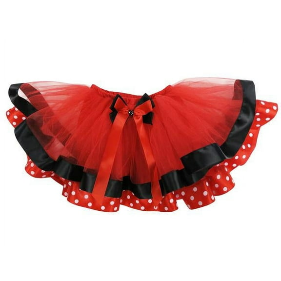 Wenchoice Red Black Polka Dot Ribbon Minnie Tutu Skirt Girls S(0-2 Years)