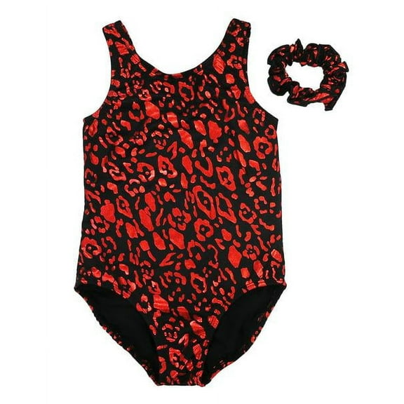 Wenchoice Red Leopard Leotard & Hair Tie - Infant, Toddler, Girls & Women Kids Xs(1-2Y)