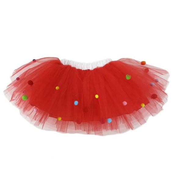 Wenchoice Red & Rainbow Pom-Pom Tutu - Toddler & Girls L(5-6Y)