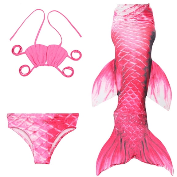 Wenchoice Red Scales Shell Fish Tail 3 Pieces Swimming Suit XXL(9-10Y)
