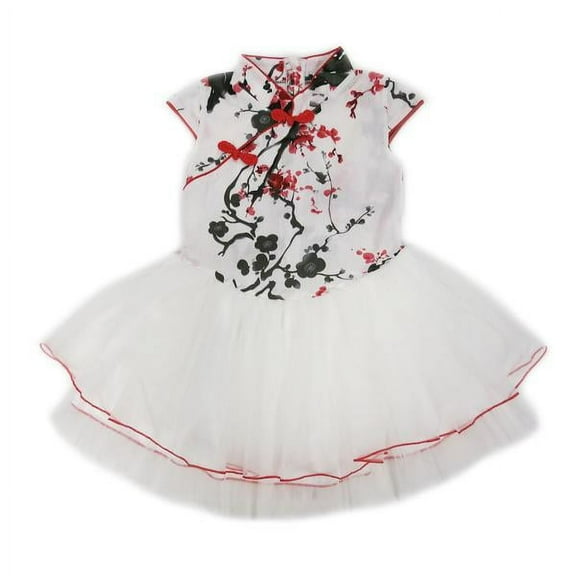 Wenchoice Red & White Floral A-Line Dress - Toddler & Girls L(5-6Y)