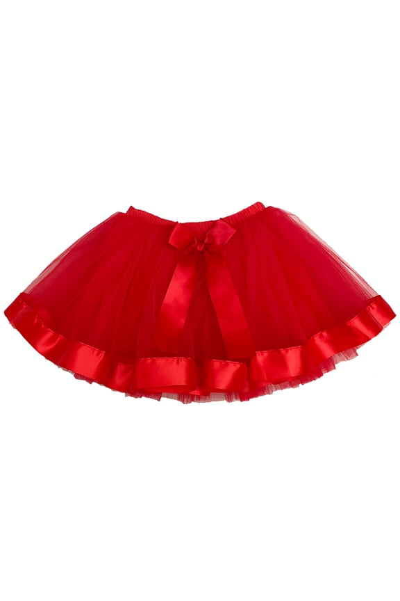 Red Wide Ribbon Tutu Skirt L(5-6Y)