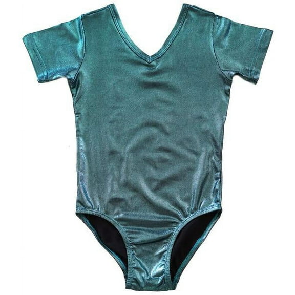 Wenchoice Shiny Turquoise Short-Sleeve Leotard Girl'S L(5Y-6Y)