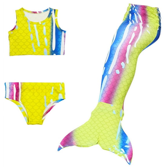 Wenchoice Three-Piece Blue Fuchsia Mermaid Tail Swimsuit Set (Women's)