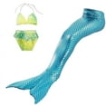 thumbnail image 1 of Wenchoice Turquoise Green Scales Mermaid Tail 3 Pieces Swimming Suit M(3-4Y), 1 of 1