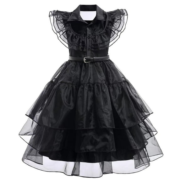 Wenchoice Wednesday Addams Costumes Dress Halloween Cosplay Party Outfit M(5-7Y)